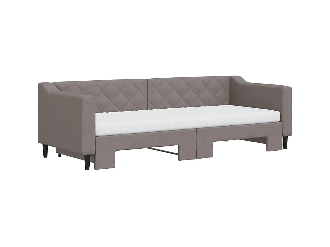Slaapbank met onderschuifbed en matrassen 80x200 cm stof taupe
