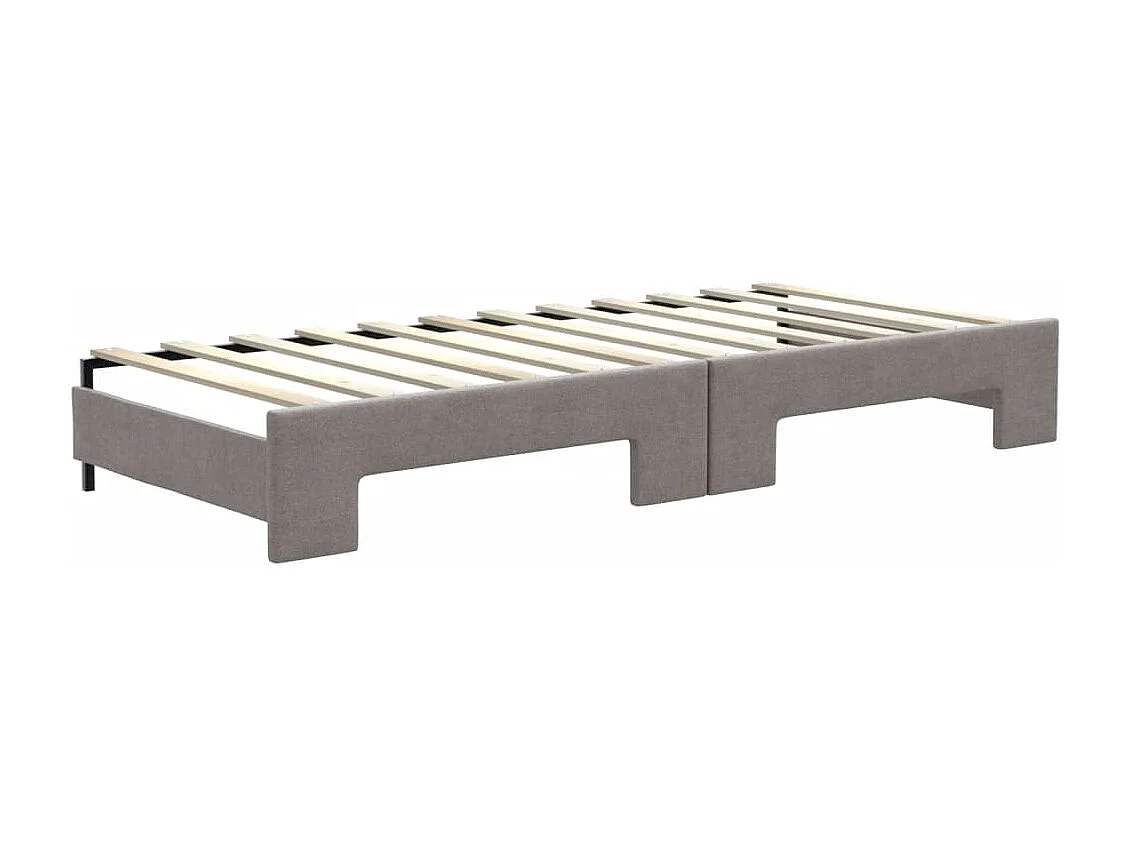 Slaapbank met onderschuifbed en matrassen 80x200 cm stof taupe
