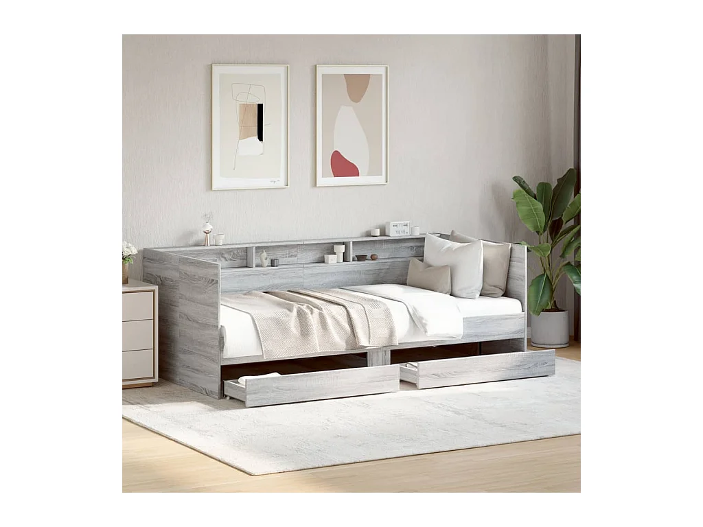 Tagesbett mit Schubladen ohne Matratze Grau Sonoma 75x190 cm