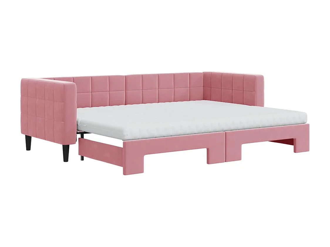 Divano Letto Estraibile con Materassi Rosa 80x200 cm Velluto