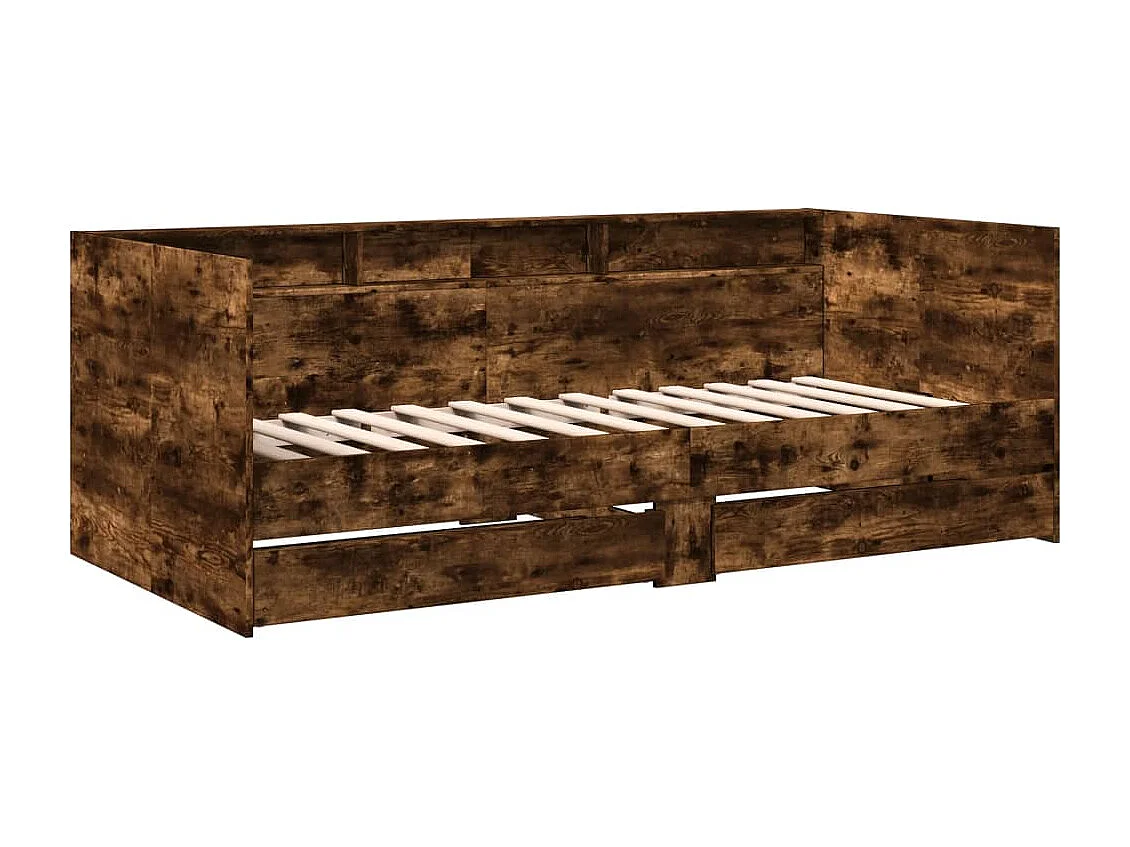 Divano Letto con Cassetti senza Materasso Rovere Fumo 90x200 cm