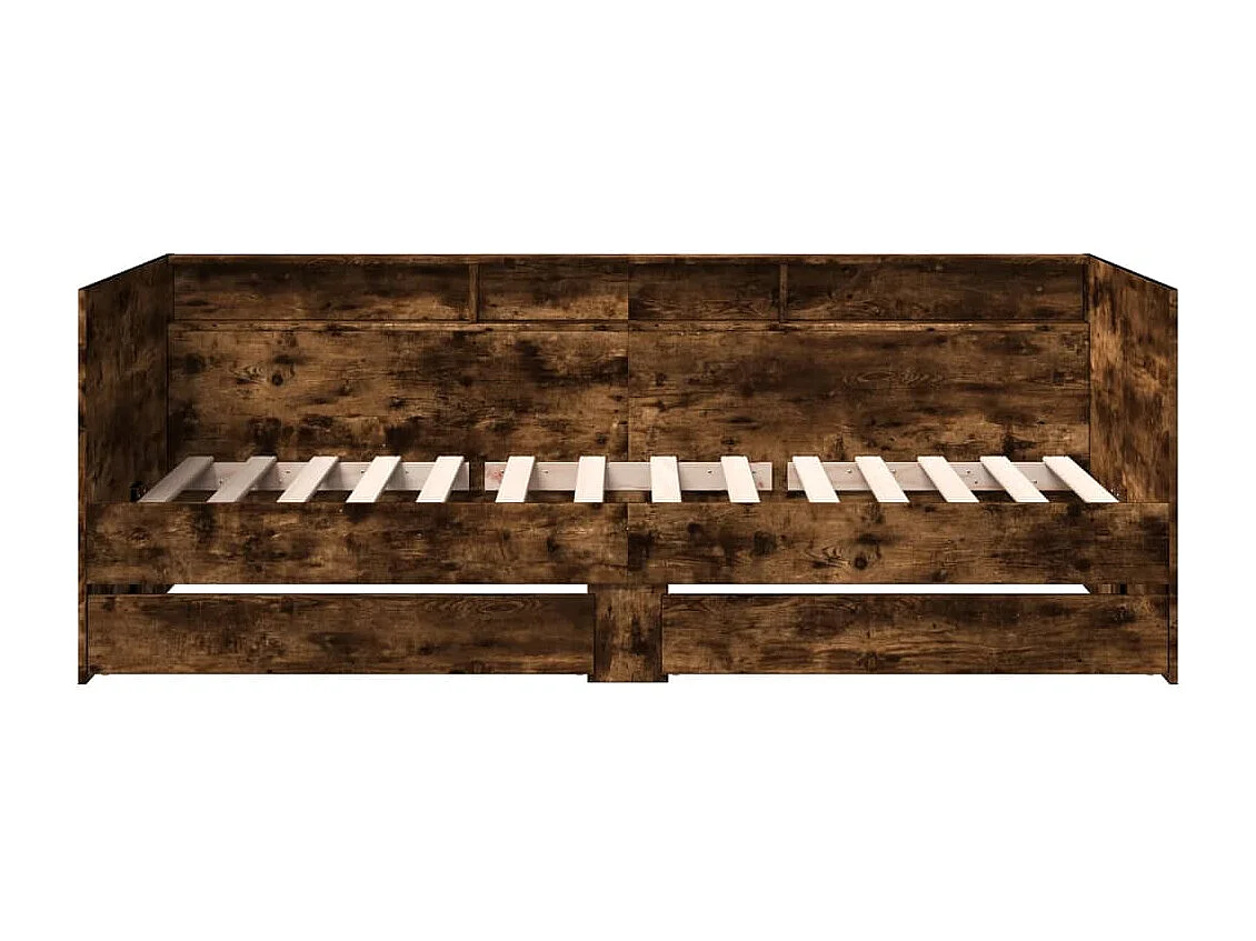 Divano Letto con Cassetti senza Materasso Rovere Fumo 90x200 cm