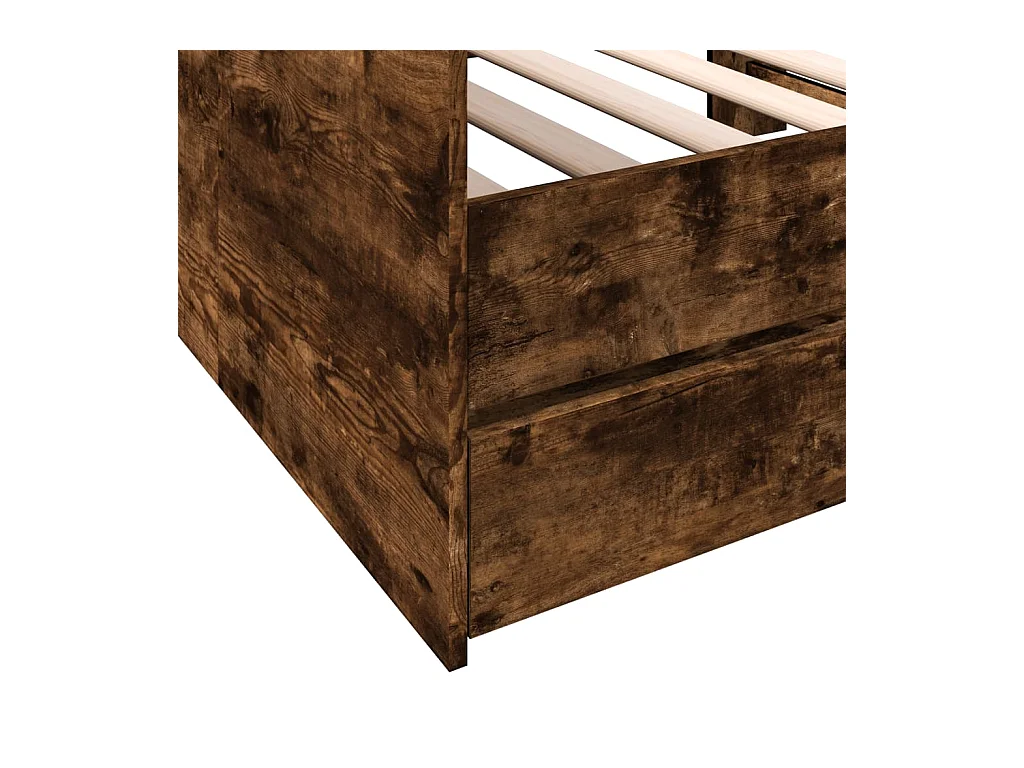 Divano Letto con Cassetti senza Materasso Rovere Fumo 90x200 cm