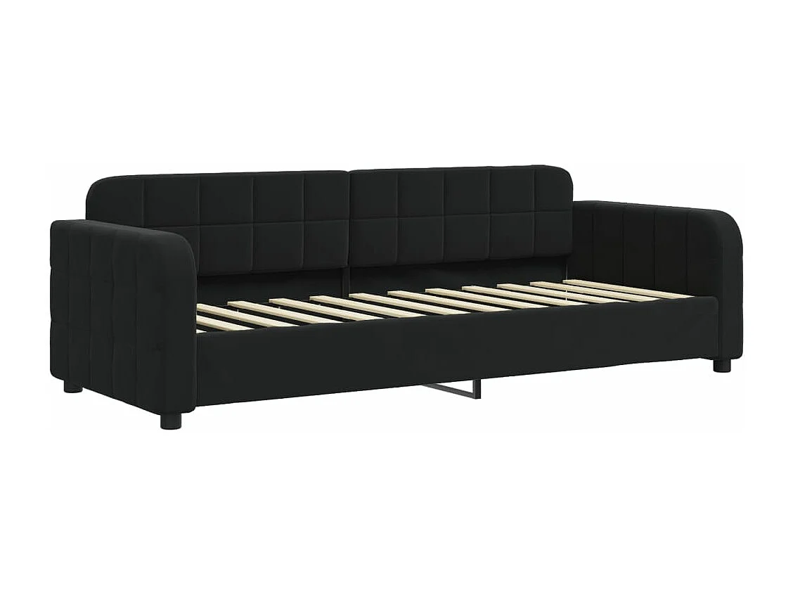Divano Letto Estraibile con Materassi Nero 80x200 cm Velluto