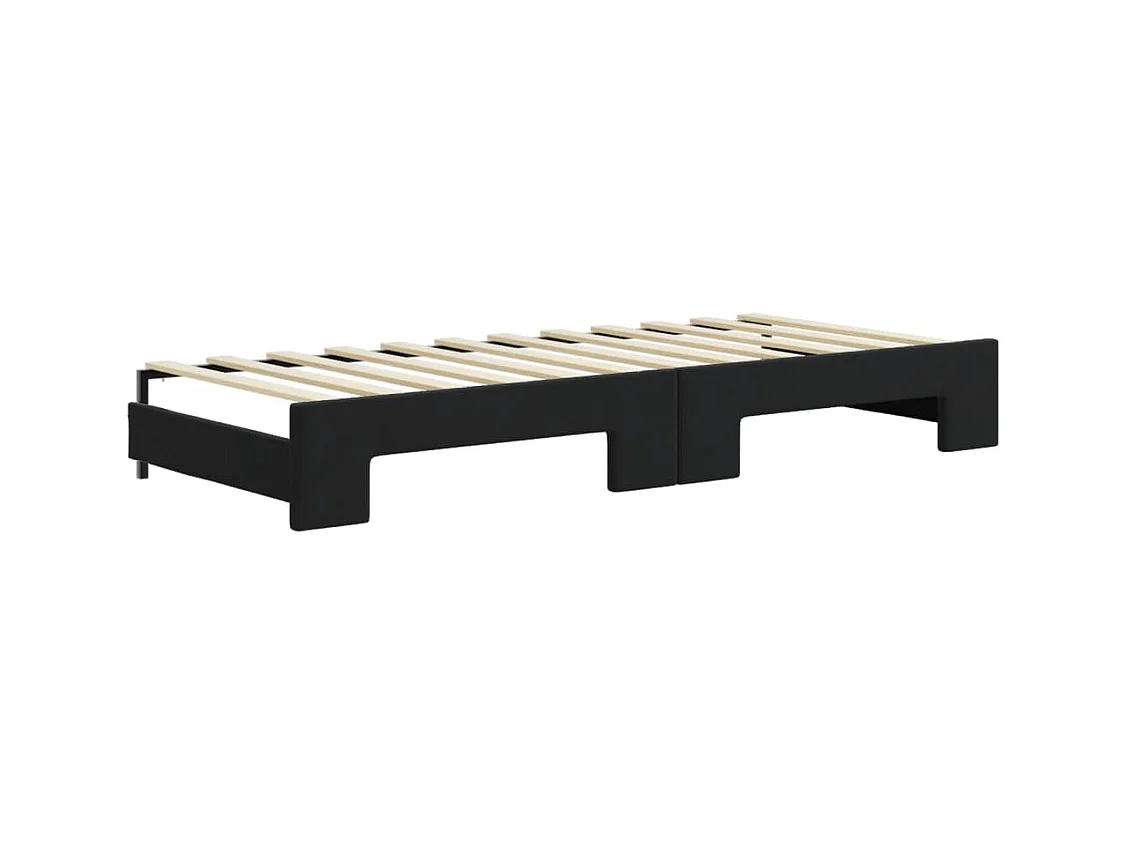 Lit de jour avec lit gigogne et matelas noir 80x200 cm velours