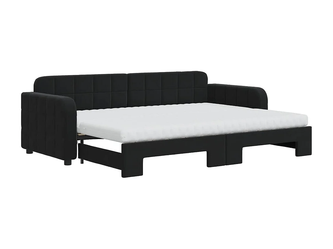 Divano Letto Estraibile con Materassi Nero 80x200 cm Velluto