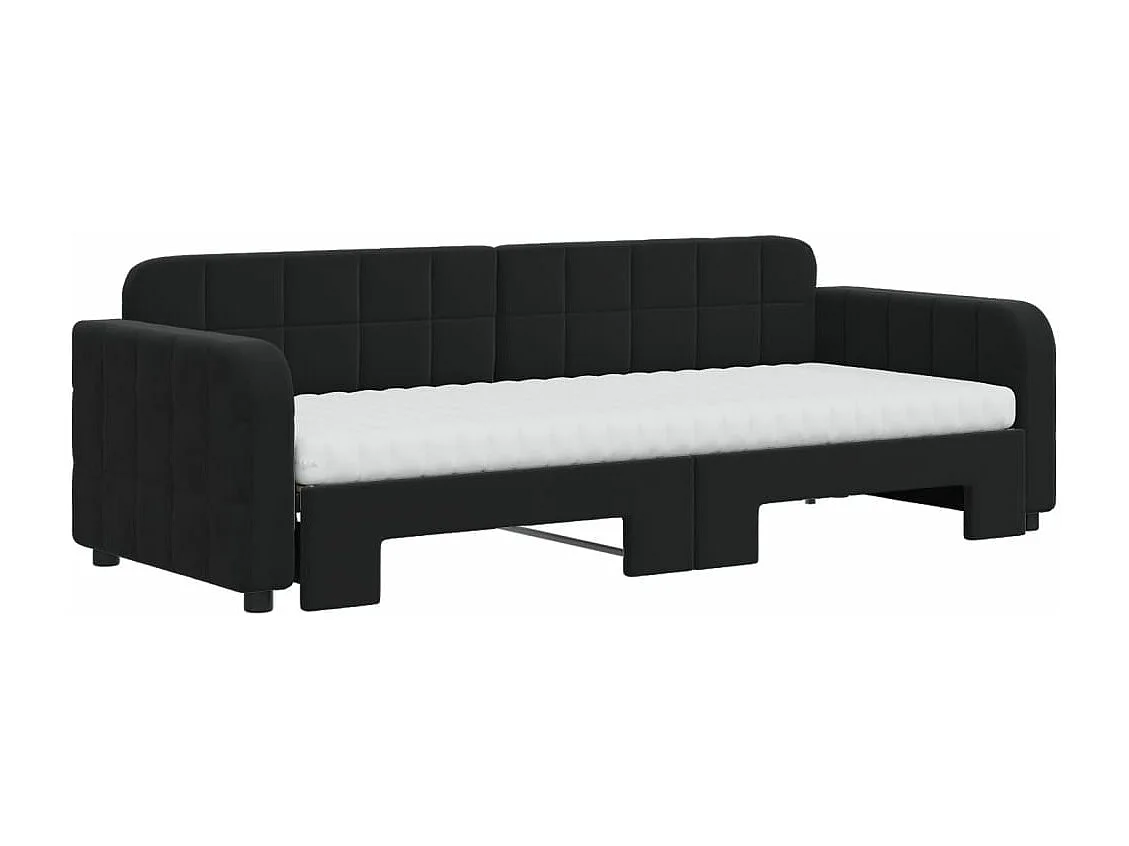 Divano Letto Estraibile con Materassi Nero 80x200 cm Velluto
