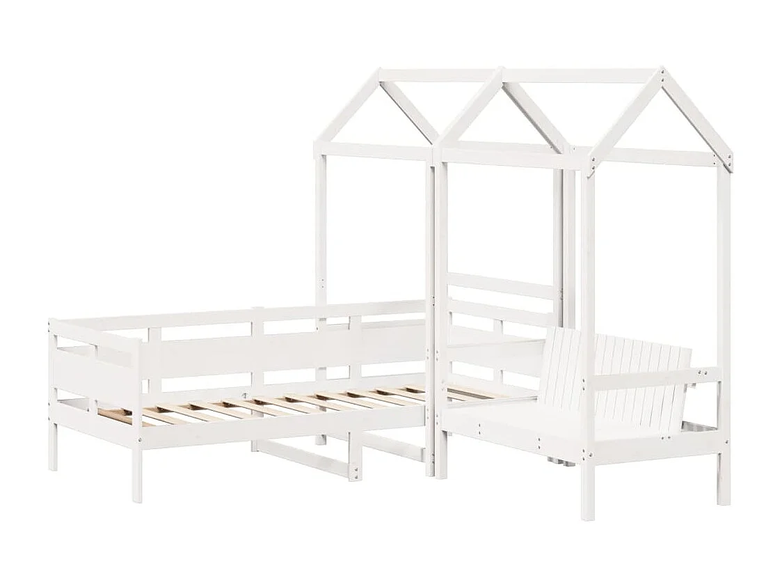Set Dormeuse e Panca con Tetto Bianco 80x200cm Massello Pino