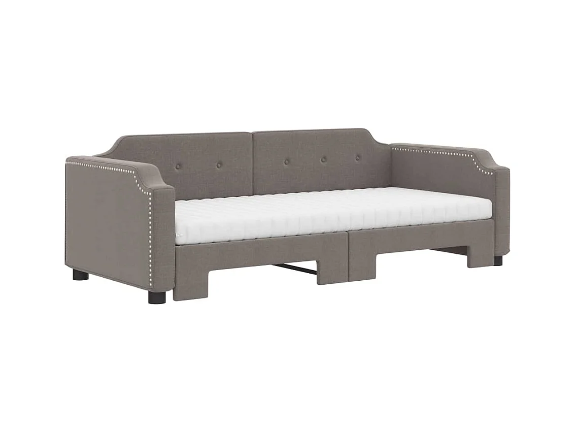 Divano Letto Estraibile con Materassi Tortora 80x200 cm Tessuto