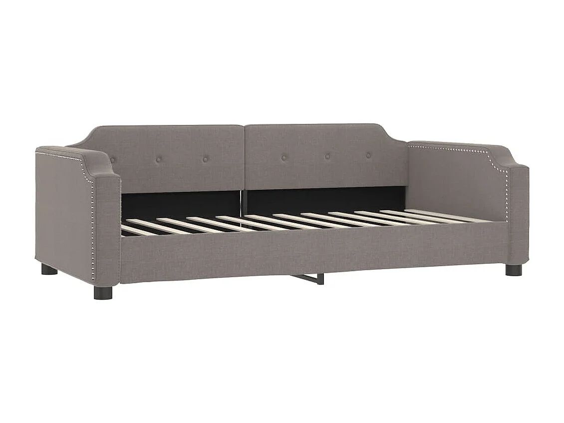 Lit de jour avec gigogne et matelas taupe 80x200 cm tissu