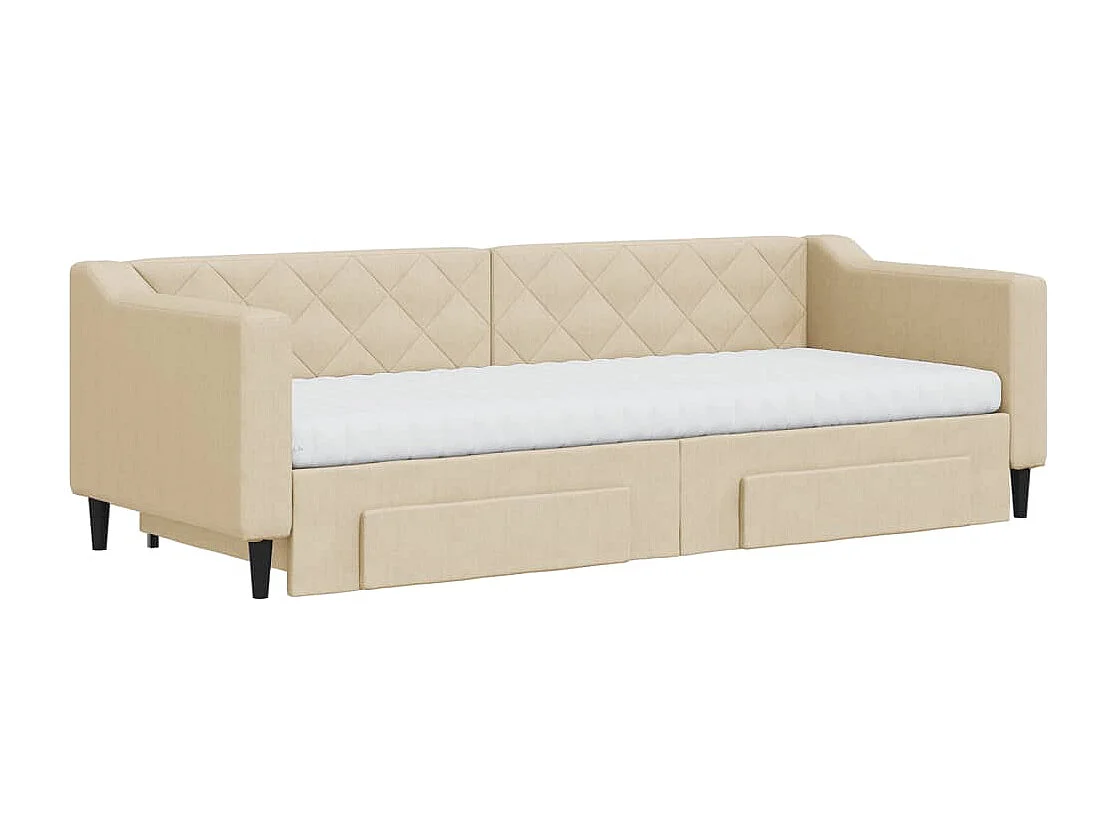Sofá-cama com gavetão e gavetas 80x200 cm tecido cor creme