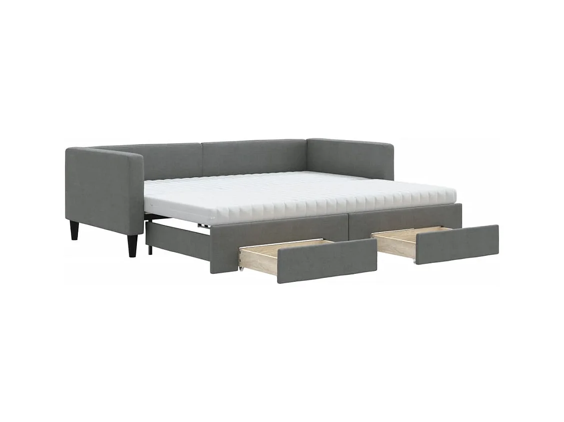 Slaapbank onderschuifbed en lades 90x190 cm stof donkergrijs