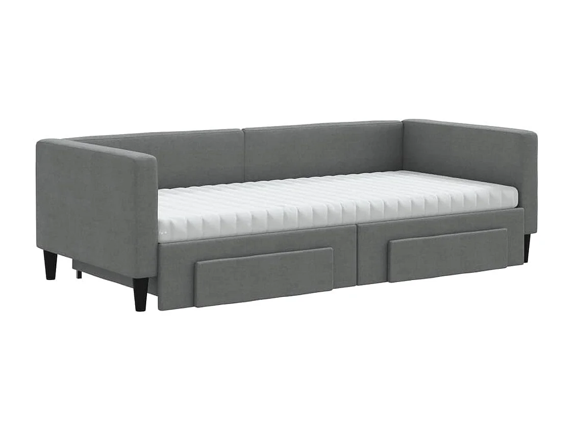 Slaapbank onderschuifbed en lades 90x190 cm stof donkergrijs