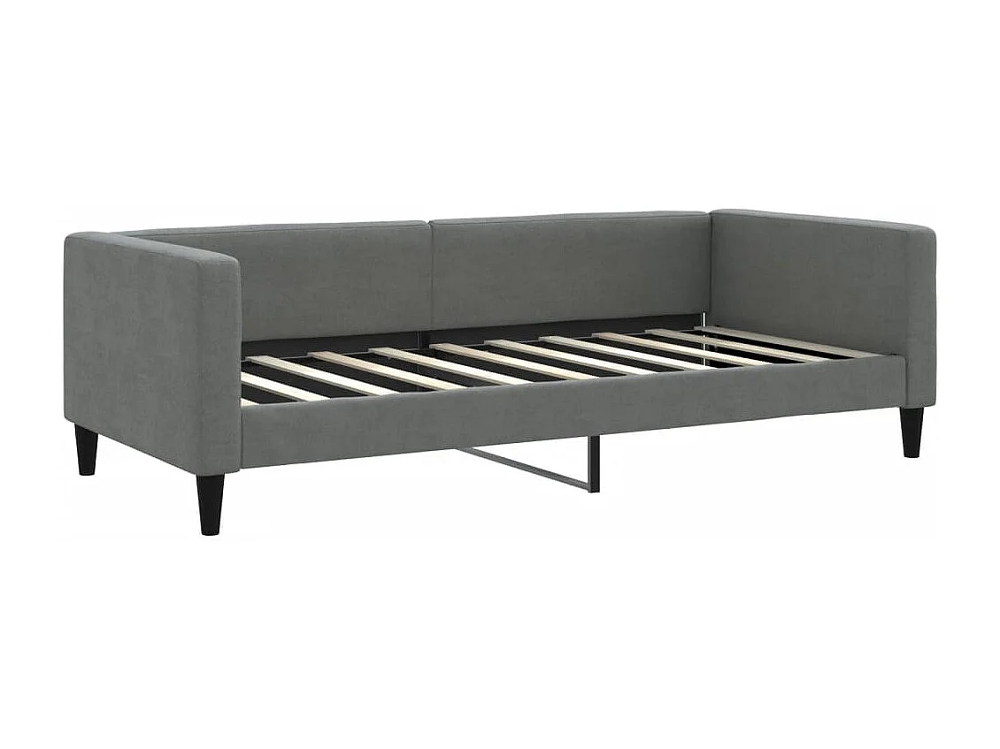 Lit de jour avec gigogne et tiroirs gris foncé 90x190 cm tissu