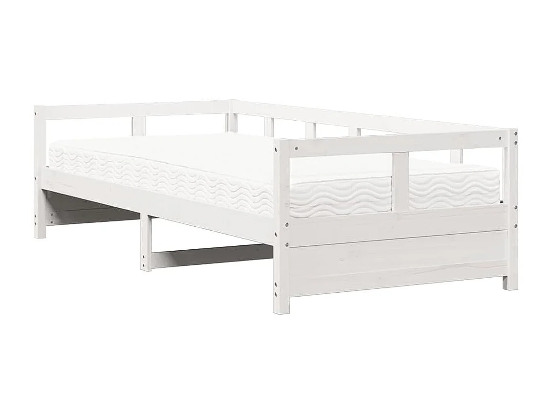 Lit de jour avec matelas blanc 80x200 cm bois de pin massif