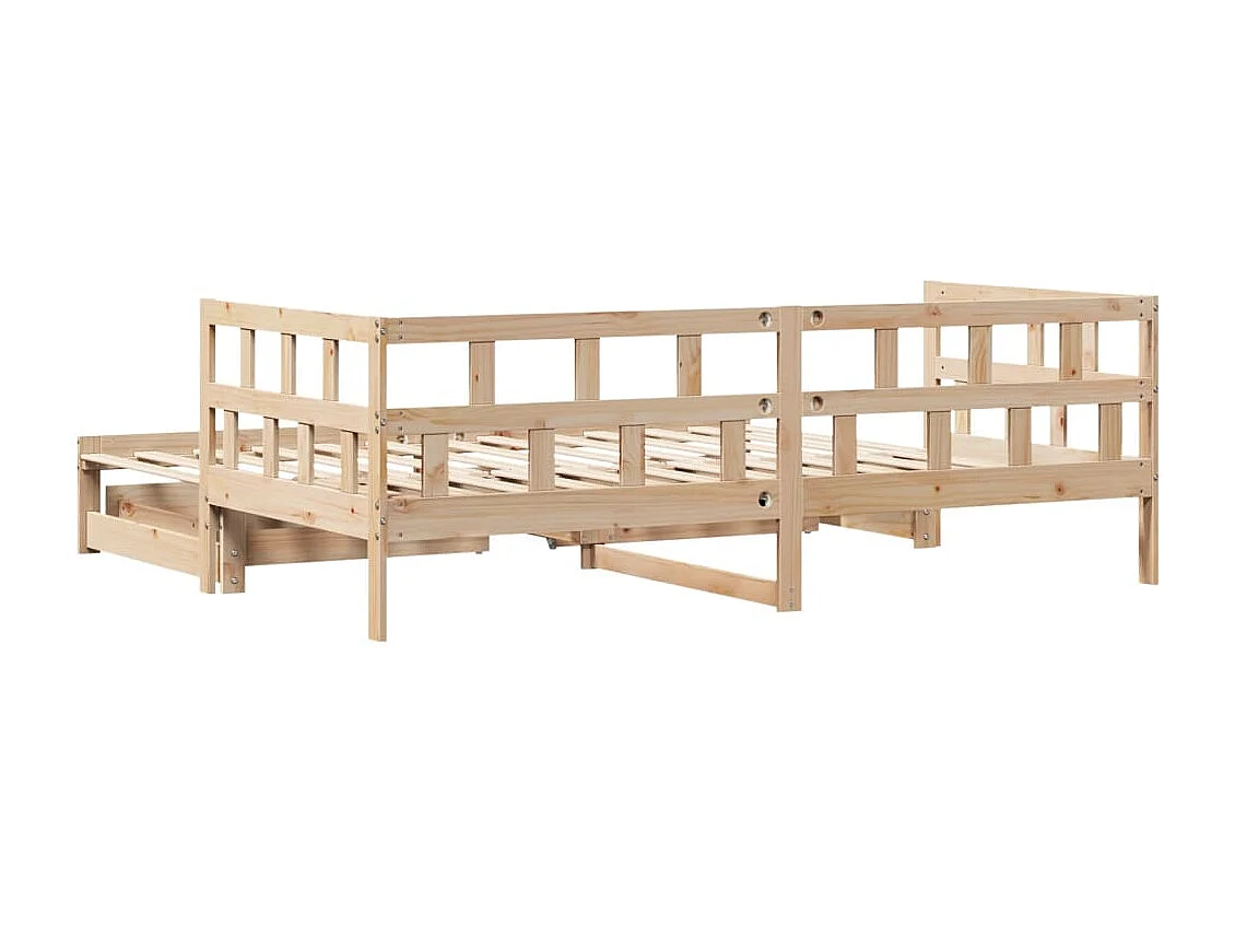 Lit de jour avec gigogne et tiroirs sans matelas 90x200 cm