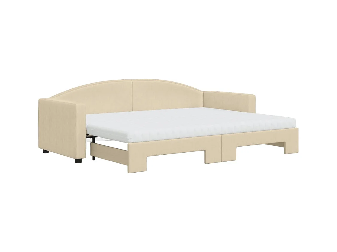 Divano Letto Estraibile con Materassi Crema 80x200 cm Tessuto