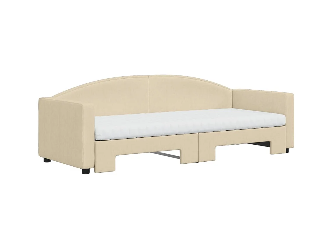 Divano Letto Estraibile con Materassi Crema 80x200 cm Tessuto