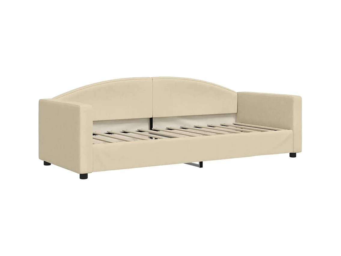 Divano Letto Estraibile con Materassi Crema 80x200 cm Tessuto