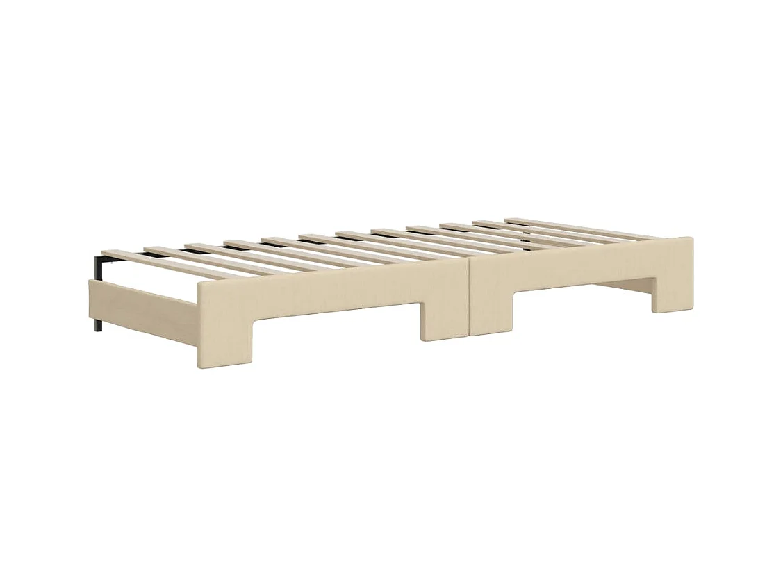 Divano Letto Estraibile con Materassi Crema 80x200 cm Tessuto