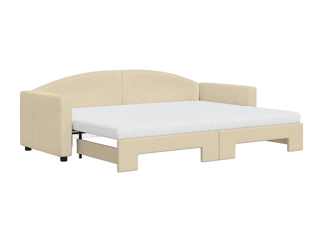 Divano Letto Estraibile con Materassi Crema 80x200 cm Tessuto