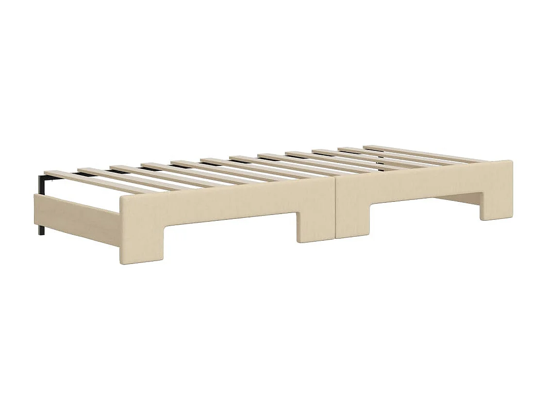 Divano Letto Estraibile con Materassi Crema 80x200 cm Tessuto
