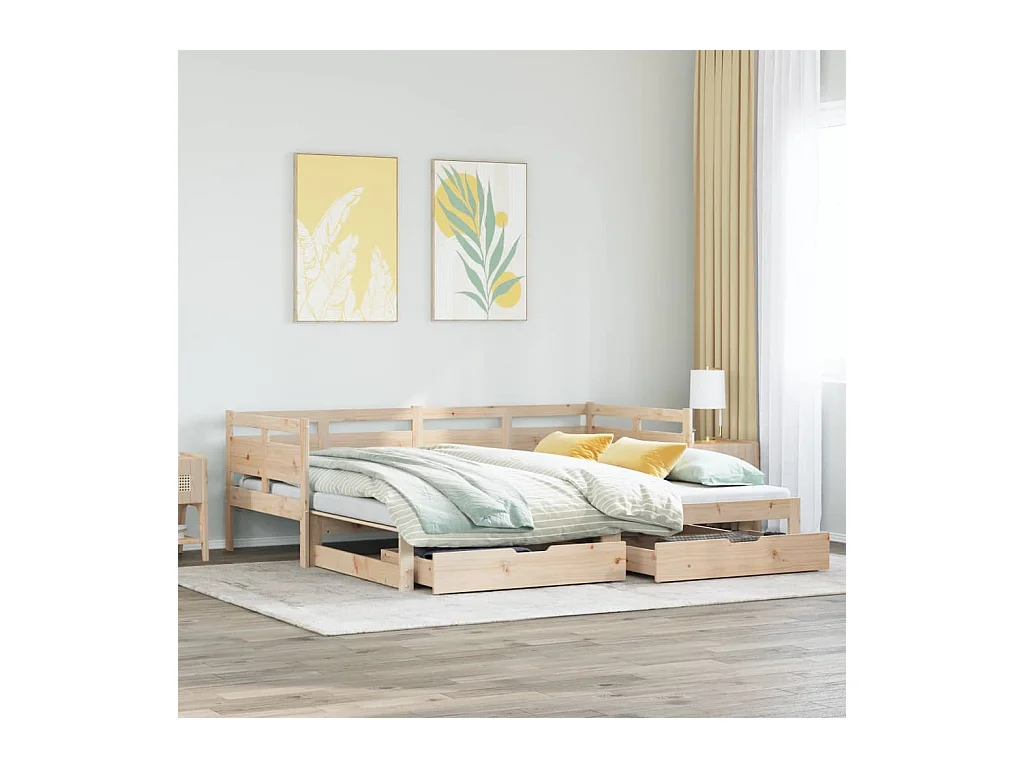 Lit de jour avec gigogne et tiroirs sans matelas 90x200 cm