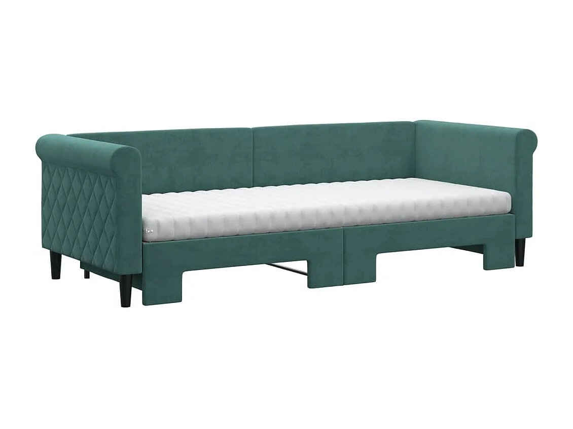 Divano Letto Estraibile Materassi Verde Scuro 80x200 Velluto