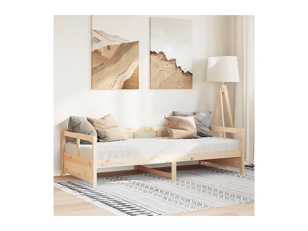Lit de jour avec matelas 90x200 cm bois de pin massif
