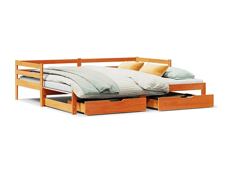 Dormeuse Letto Estraibile e Cassetti Marrone Cera 80x200cm Pino