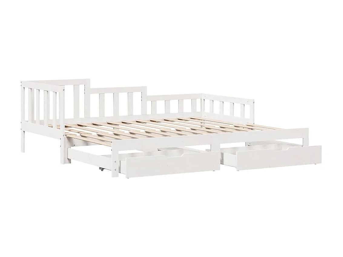 Letto Estraibile con Cassetti senza Materasso Bianco 90x200 cm