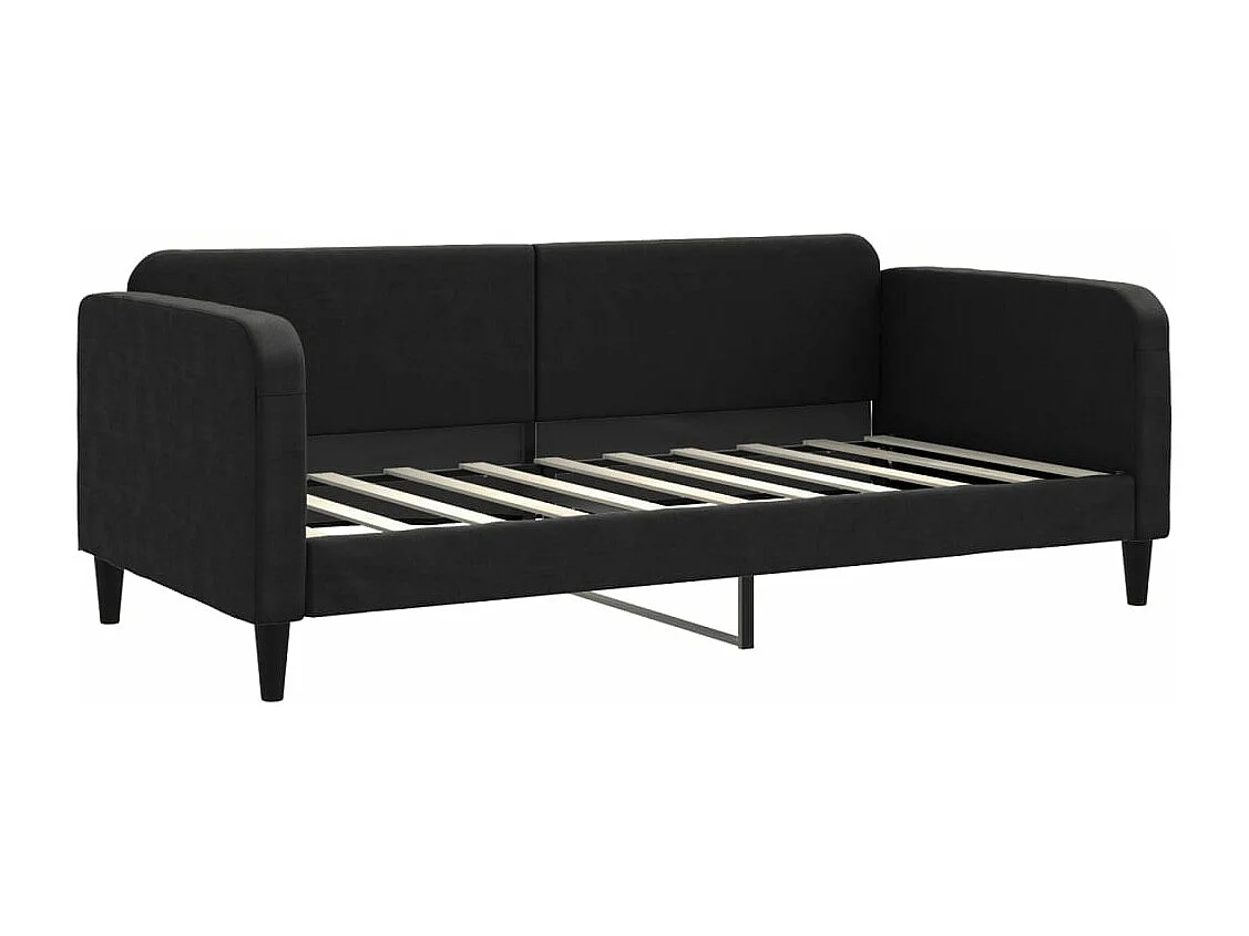 Divano Letto Estraibile con Materassi Nero 90x190 cm in Tessuto