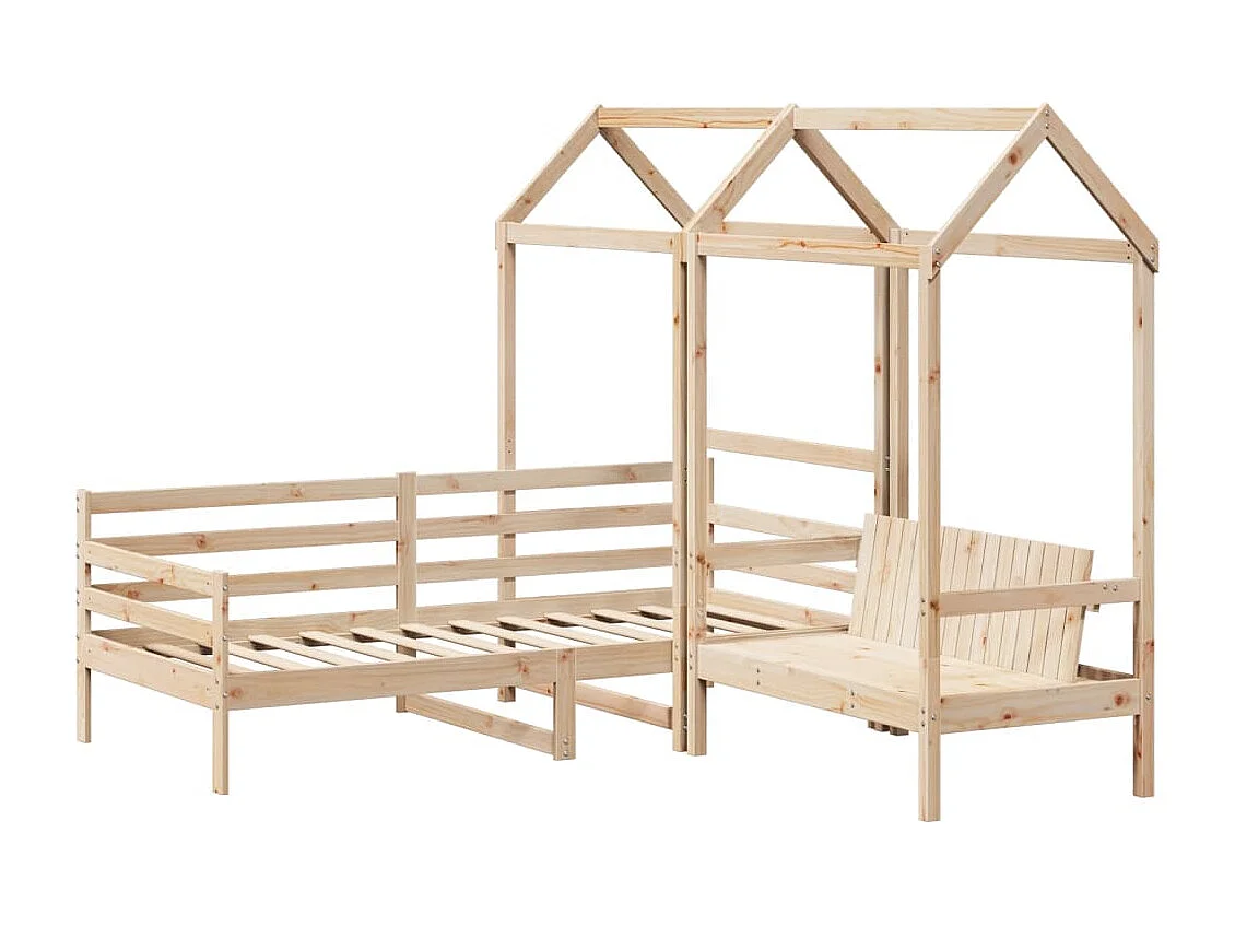 Ensemble de lit de jour et de banc avec toit sans matelas