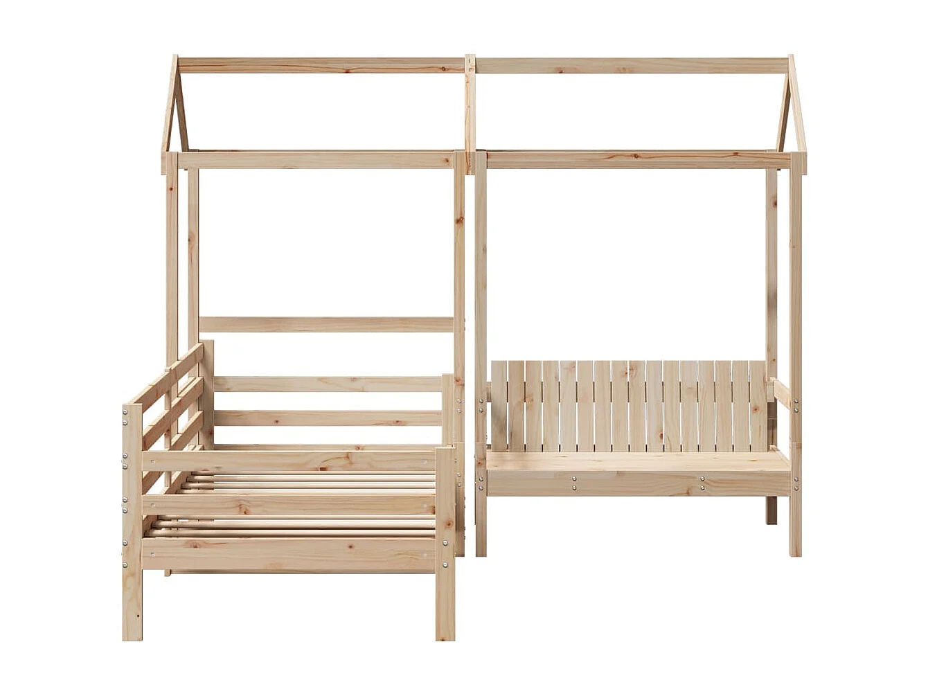 Ensemble de lit de jour et de banc avec toit sans matelas
