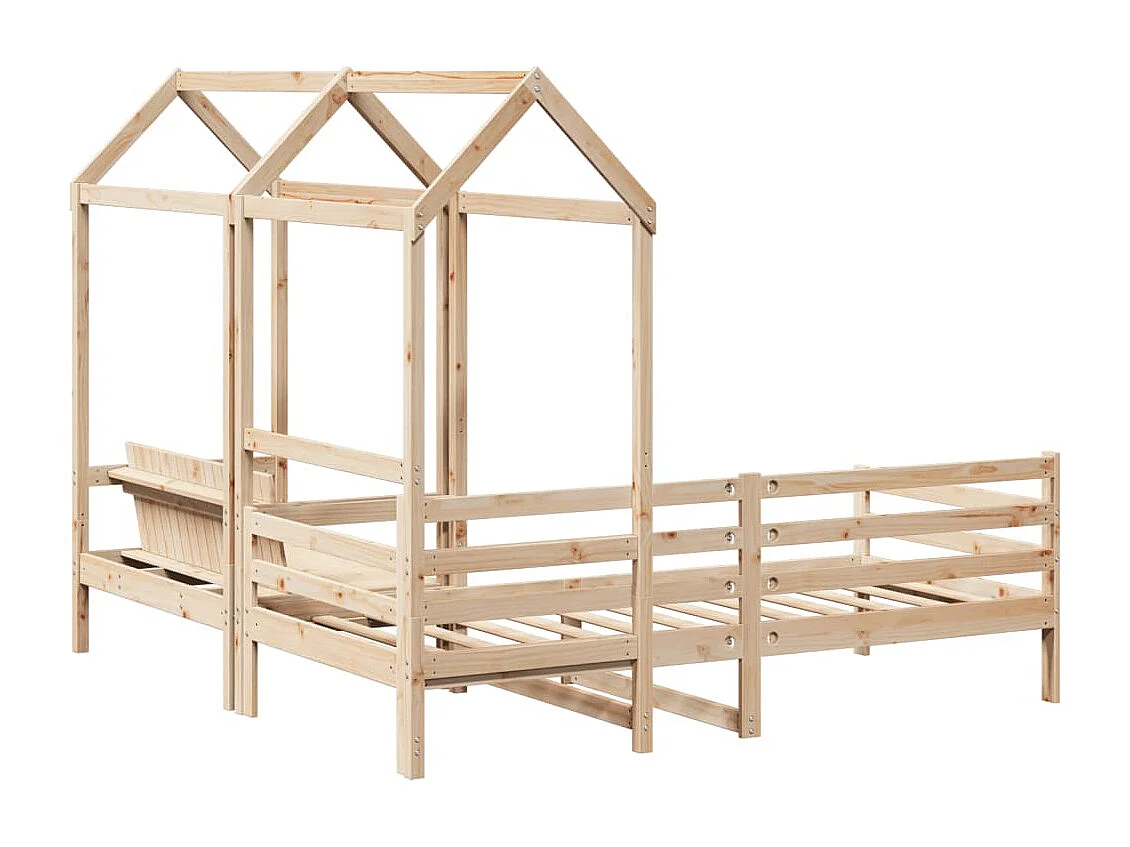Ensemble de lit de jour et de banc avec toit sans matelas