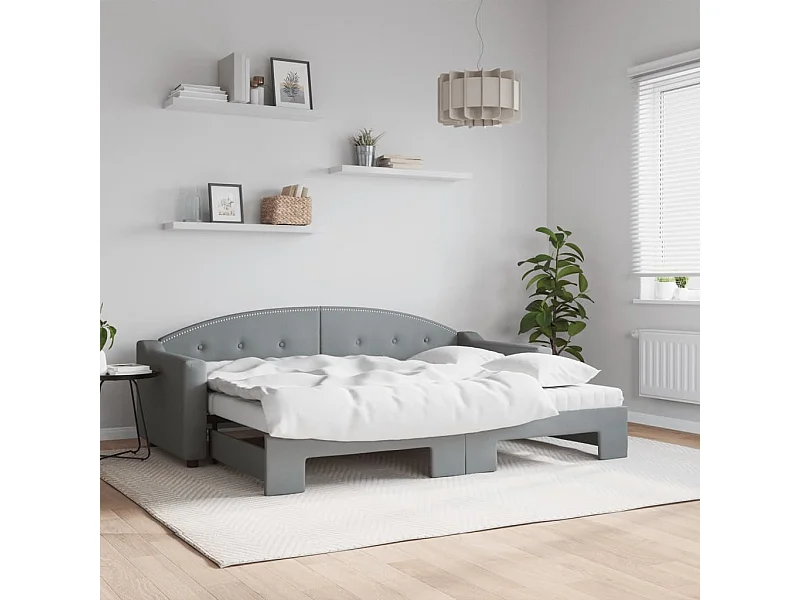 Divano Letto Estraibile Materassi Grigio Chiaro 80x200 Tessuto