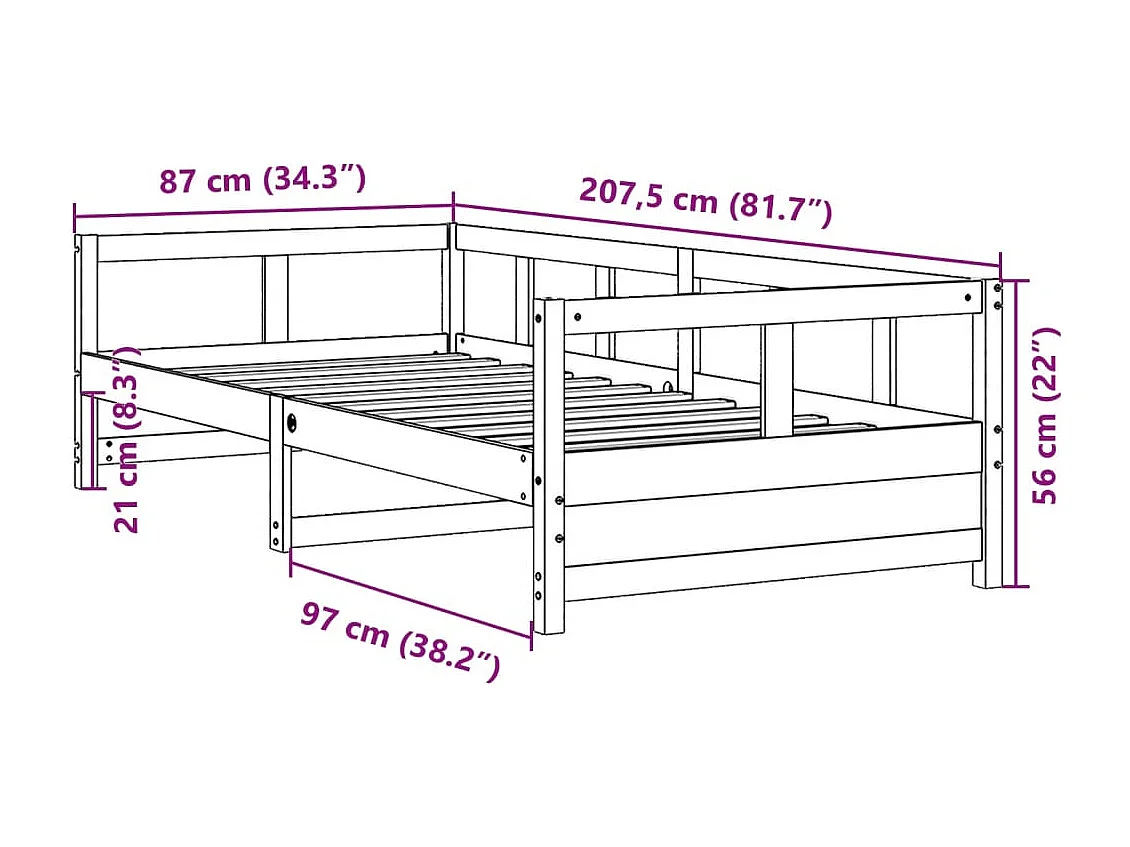 Sofá-cama sem colchão 80x200 cm madeira de pinho maciça branco