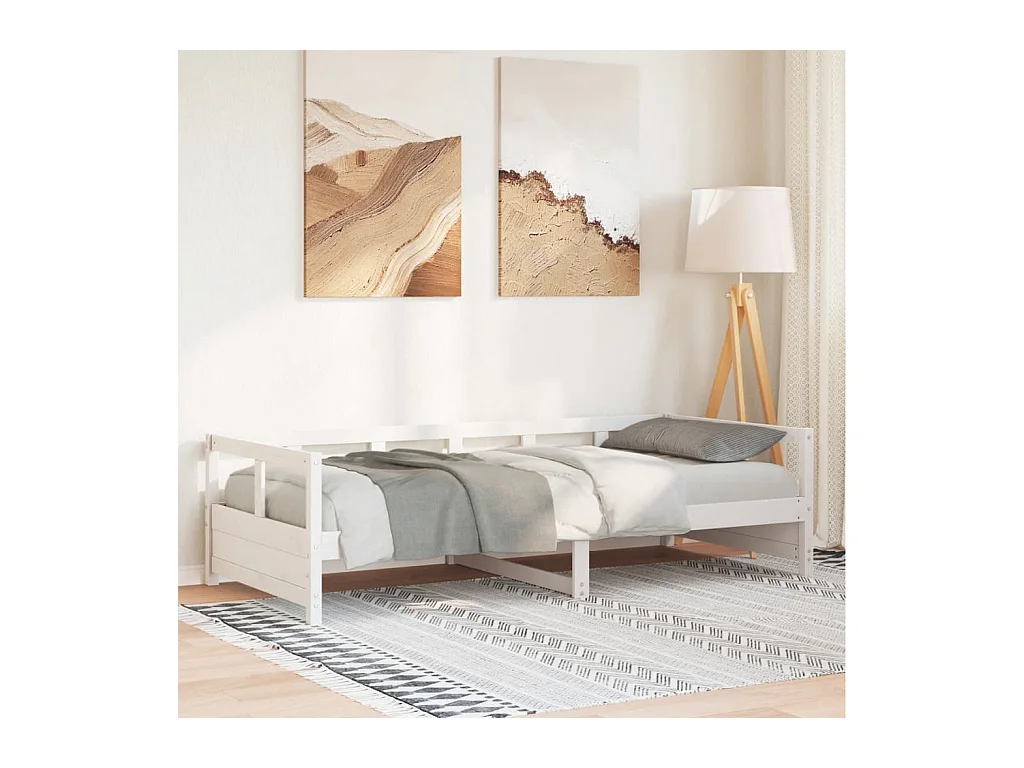 Lit de jour sans matelas blanc 80x200 cm bois de pin massif