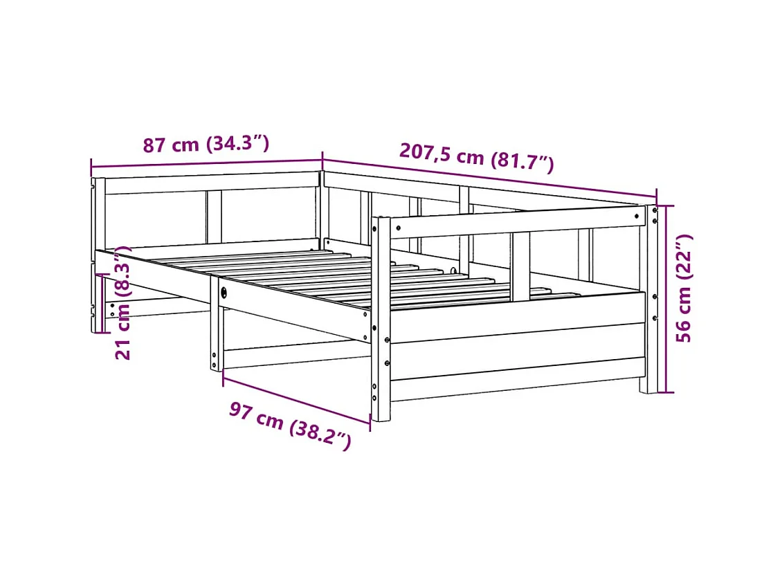 Lit de jour sans matelas blanc 80x200 cm bois de pin massif