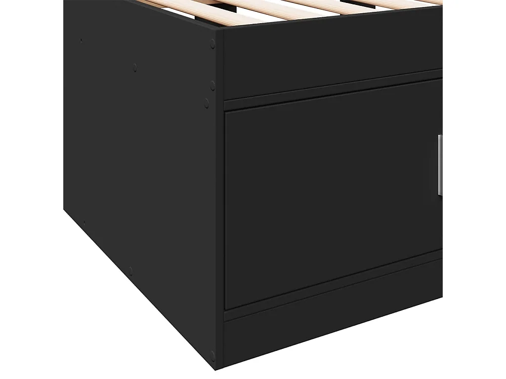 Divano Letto con Cassetti senza Materasso Nero 75x190 cm