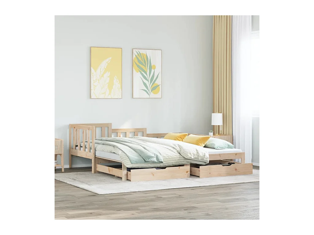 Sofá-cama com gavetão e gavetas sem colchão 80x200 cm