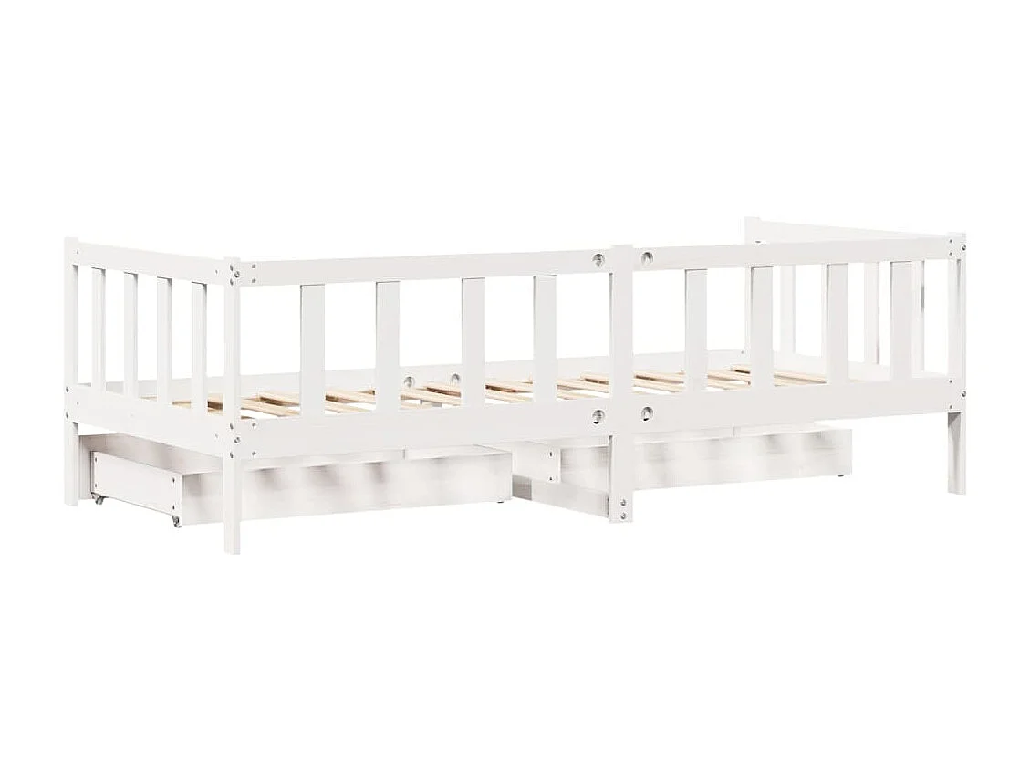 Dormeuse con Cassetti Bianco 90x200 cm Legno Massello di Pino