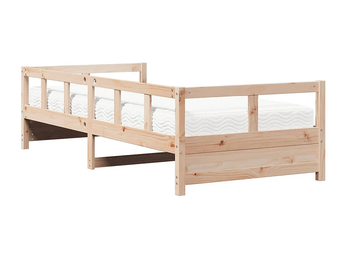 Divano Letto con Materasso 80x200 cm in Legno Massello di Pino