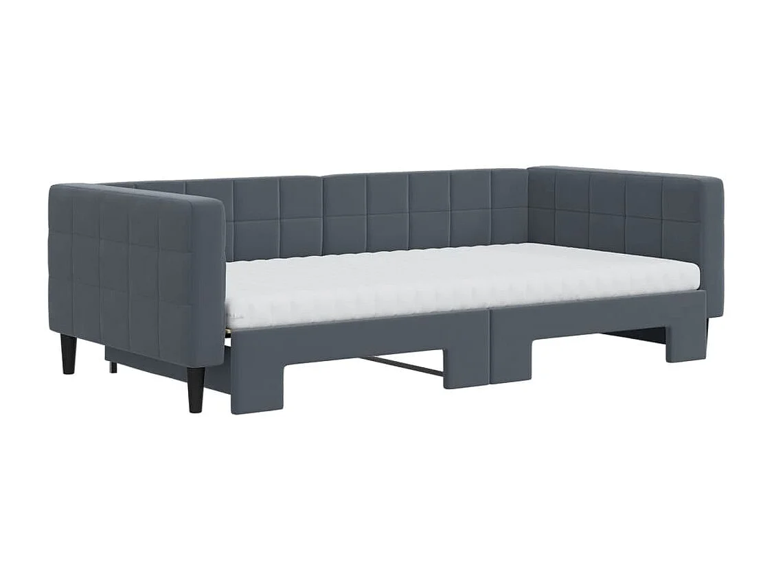 Divano Letto Estraibile Materassi Grigio Scuro 100x200 Velluto