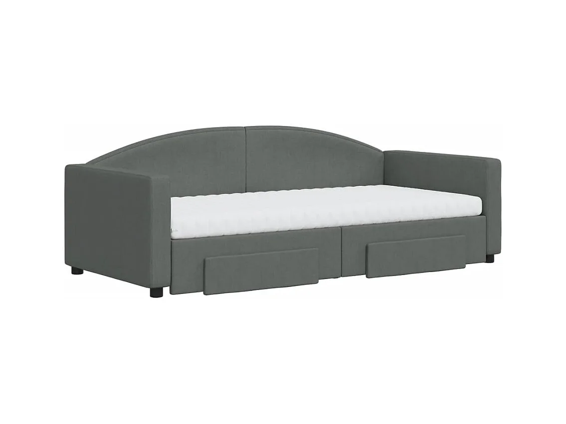 Lit de jour avec gigogne et tiroirs gris foncé 90x190 cm tissu