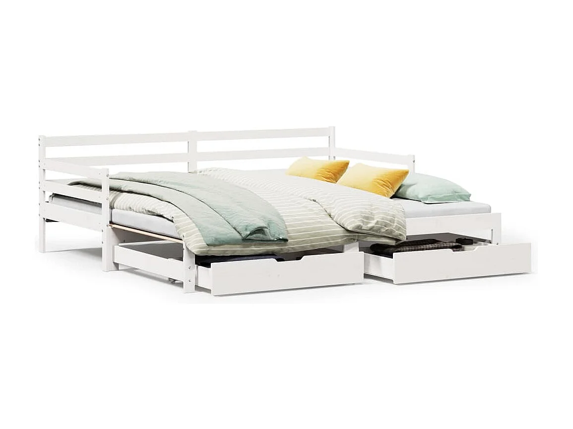 Sofá-cama com gavetão e gavetas sem colchão 90x190 cm branco