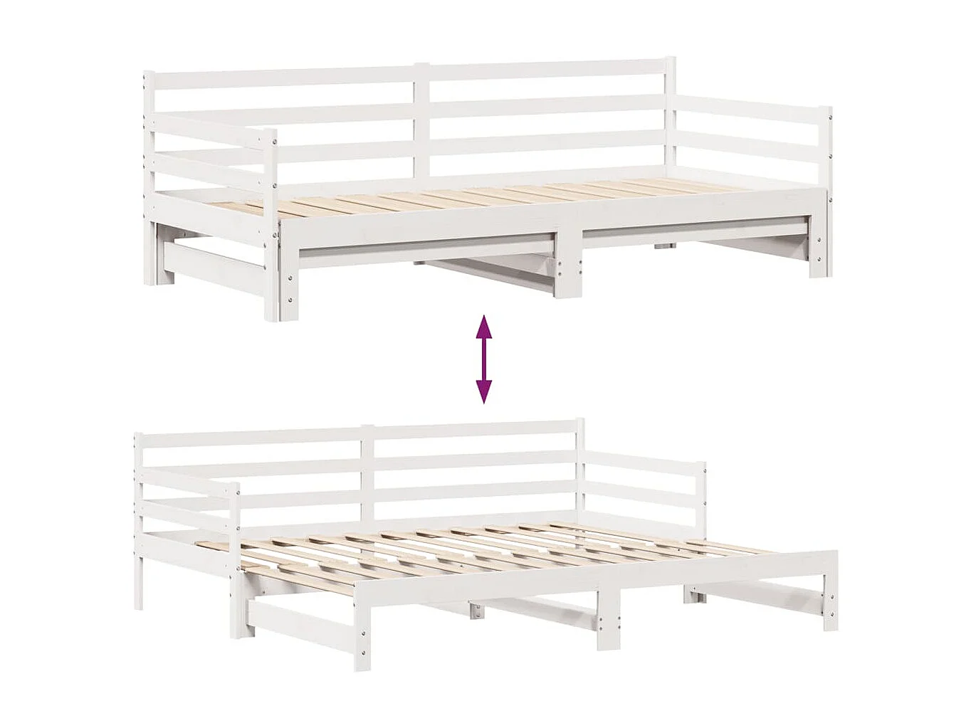 Sofá-cama com gavetão e gavetas sem colchão 90x190 cm branco