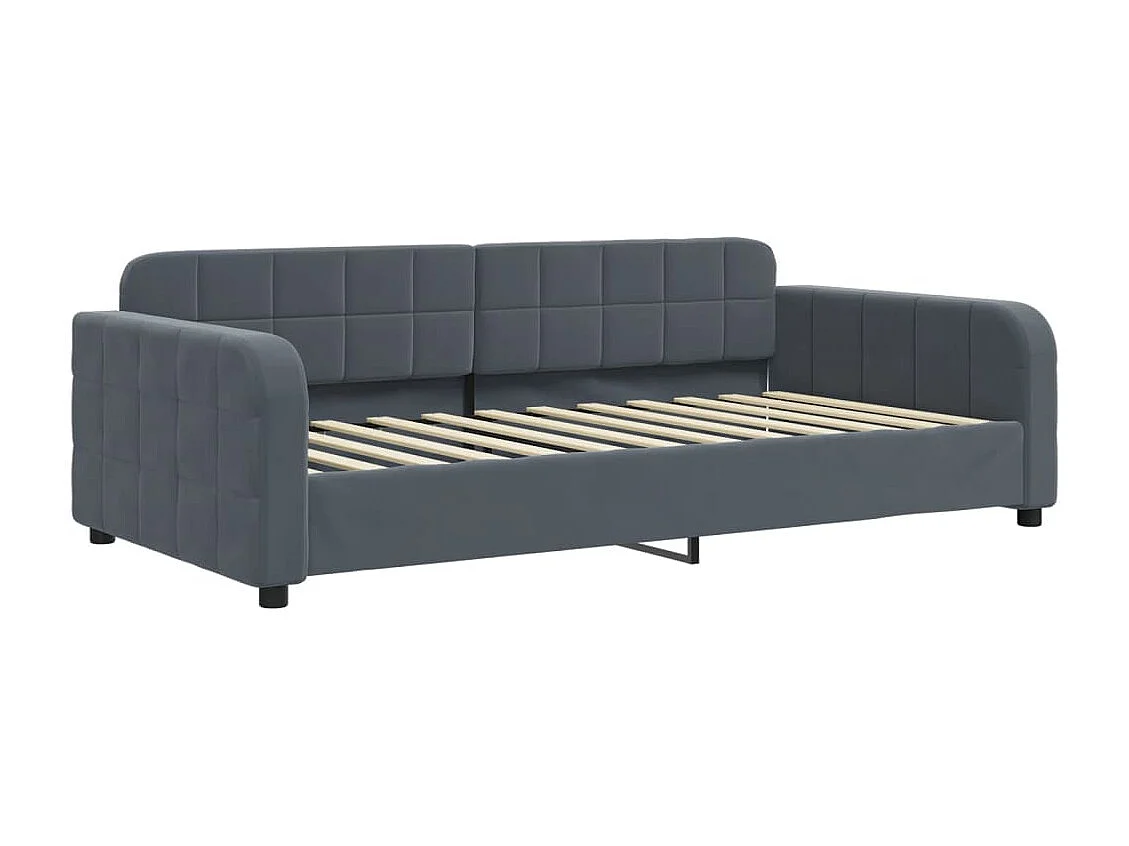 Divano Letto con Materasso Grigio Scuro 90x200 cm in Velluto