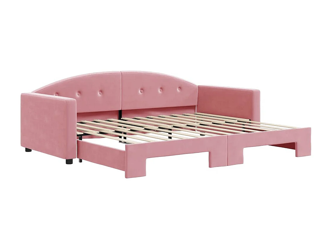 Sofá-cama com gavetão 90x200 cm veludo rosa