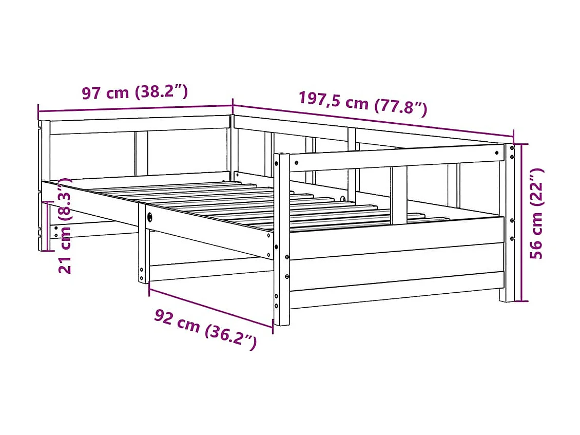 Lit de jour sans matelas blanc 90x190 cm bois de pin massif